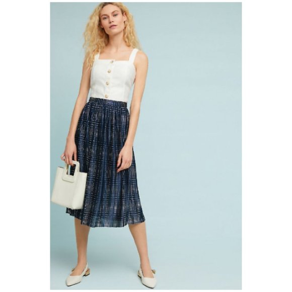 Anthropologie Dresses & Skirts - ANTHROPOLOGIE Sabina Cassia Foil Printed Shine Pleated Midi Skirt 8P